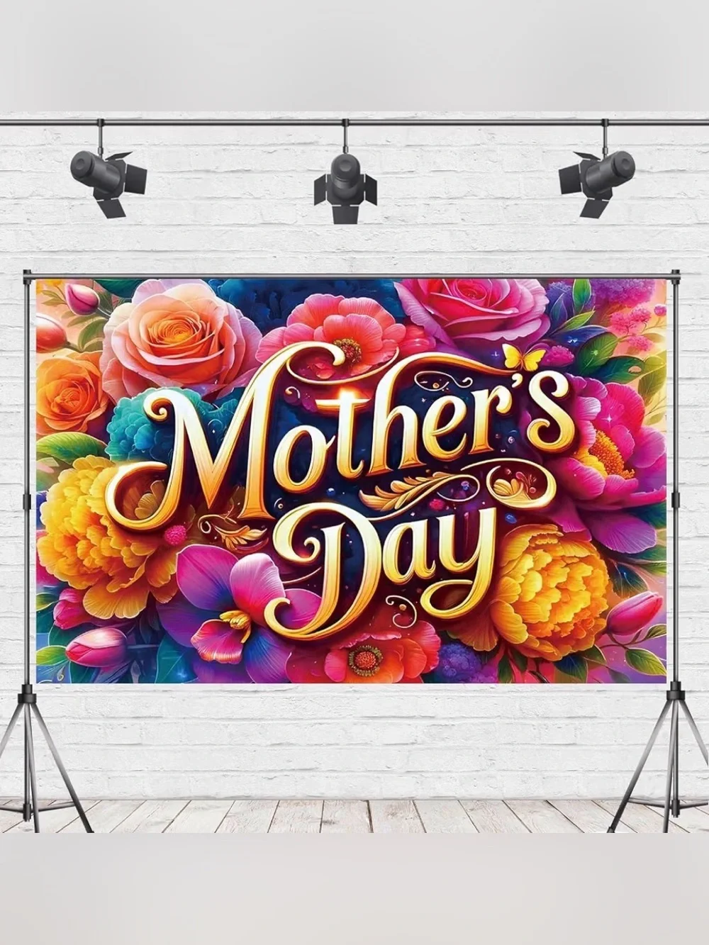 New 3.5 x 5 ft Mother's Day Floral Photography Backdrop - Vibrant Multicolor